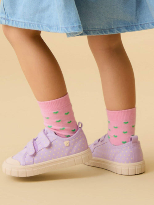 KIDLY by MORI Purple Cotton Canvas Trainers With Easy Adjust Straps image 1
