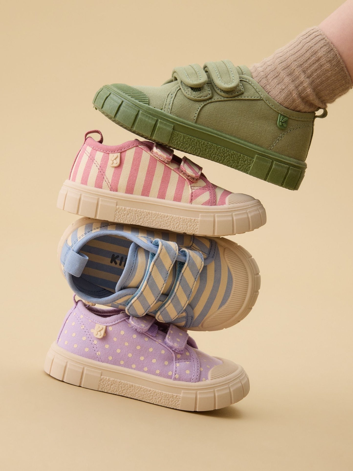 KIDLY by MORI Purple Cotton Canvas Trainers With Easy Adjust Straps image 2