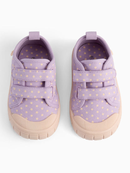 KIDLY by MORI Purple Cotton Canvas Trainers With Easy Adjust Straps image 3