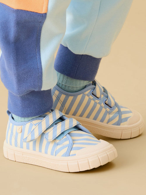 KIDLY by MORI Blue Cotton Canvas Trainers With Easy Adjust Straps image 1