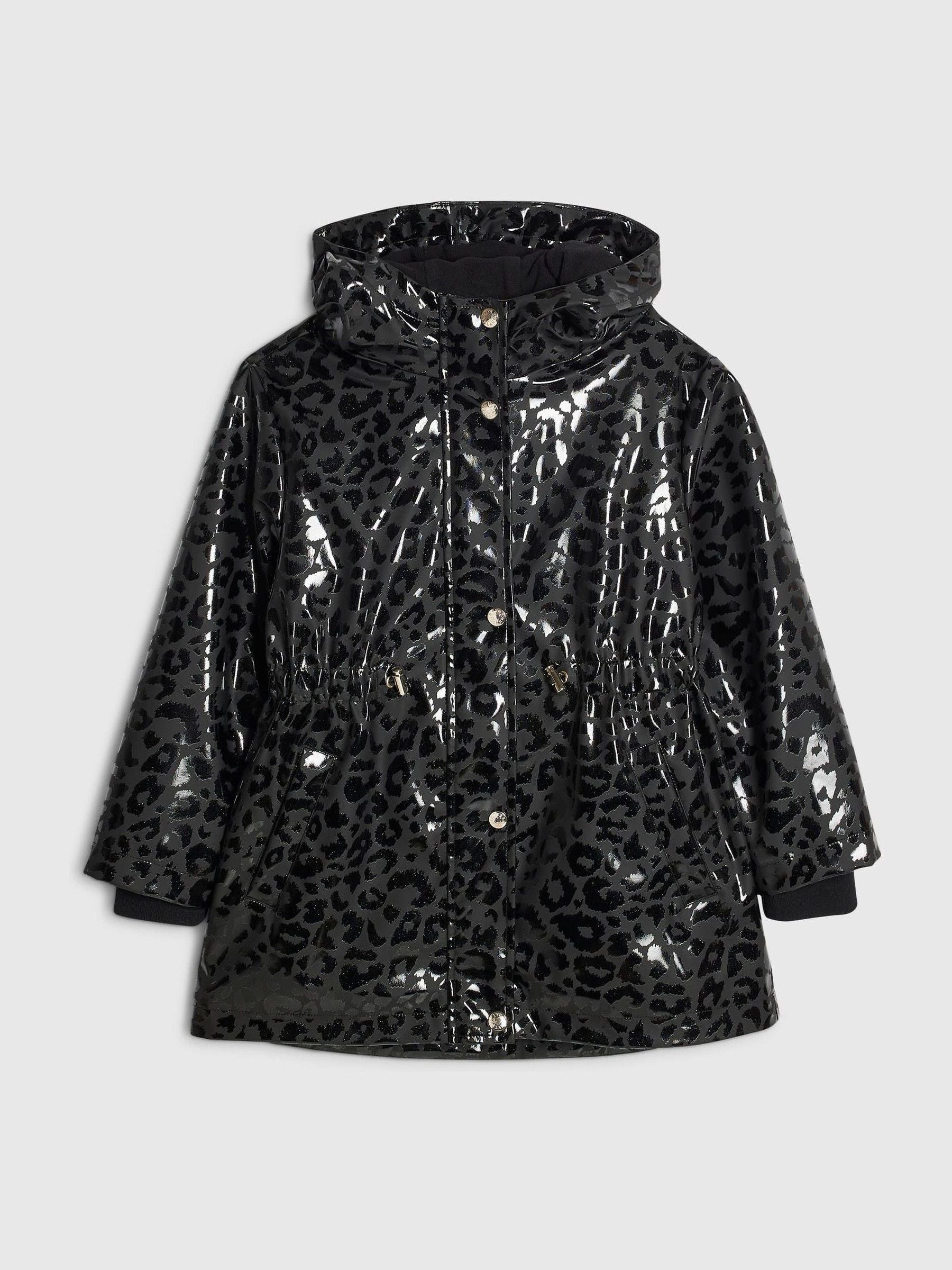 Dsiney Kidz - River Island Black Leopard Print Hooded Rain Jacket image 1