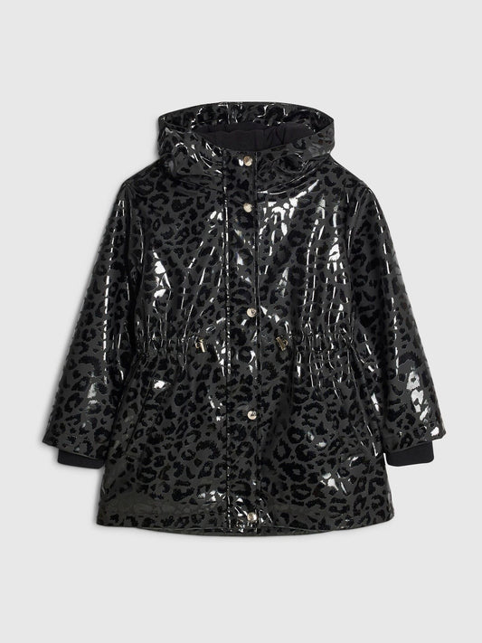 Dsiney Kidz - River Island Black Leopard Print Hooded Rain Jacket image 1