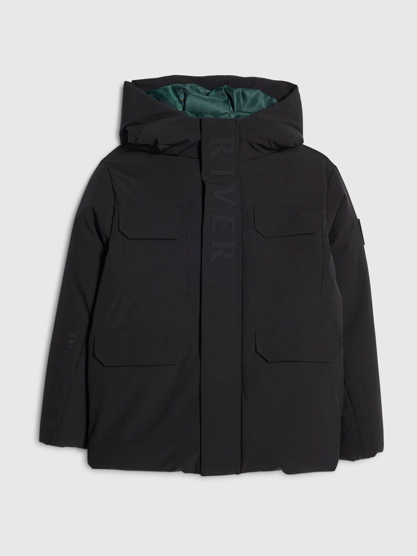 Dsiney Kidz - River Island Black Back To School River Branded Hooded Coat image 1