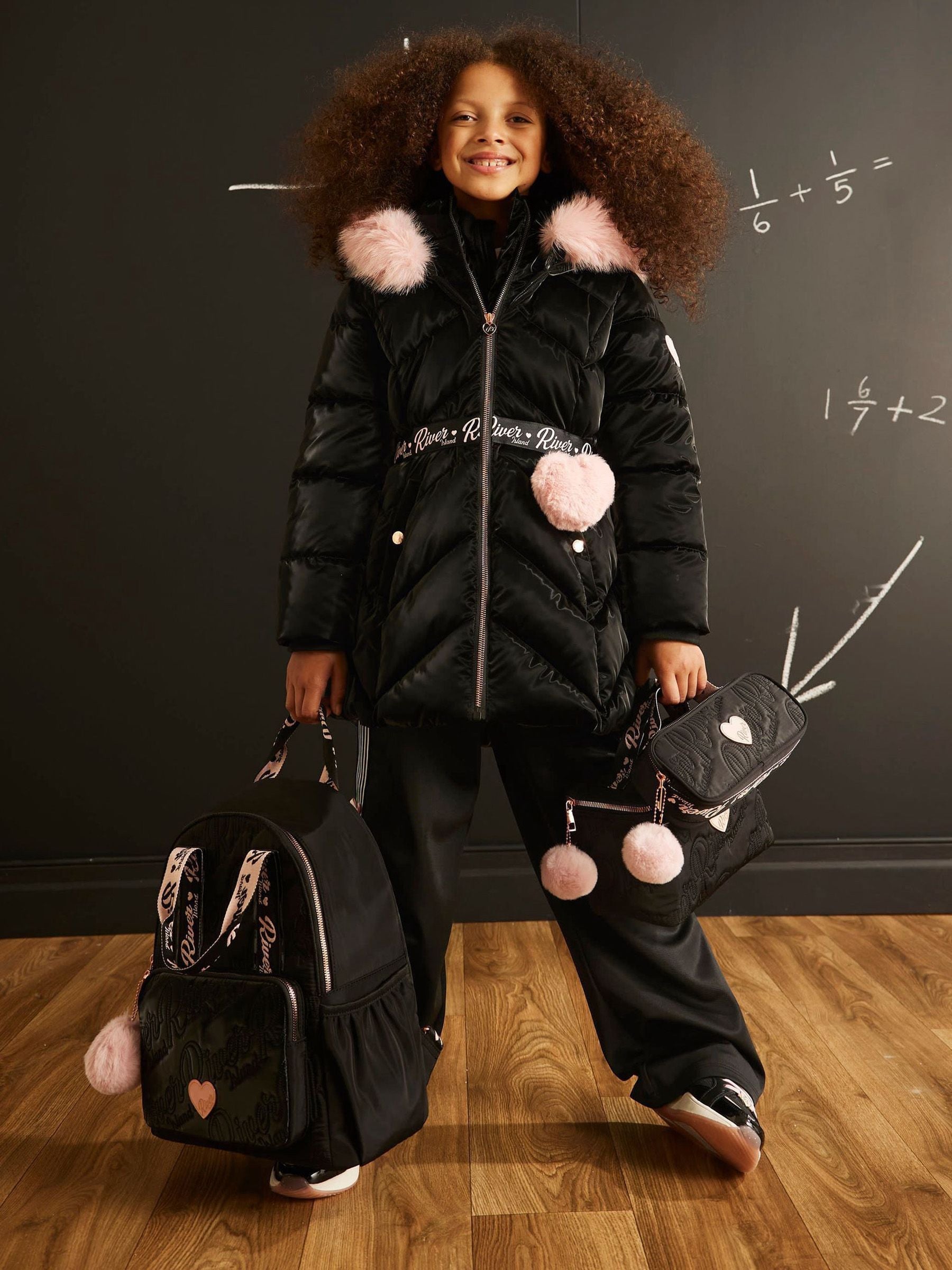 River Island Black Back To School Backpack, Lunchbox & Pencil Case image 1