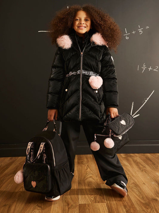 River Island Black Back To School Backpack, Lunchbox & Pencil Case image 1