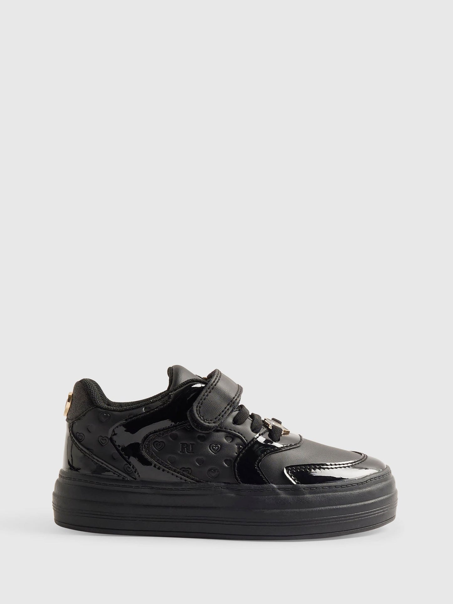 River Island Black Single Strap Touch Fastening School Trainers image 1