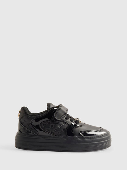River Island Black Single Strap Touch Fastening School Trainers image 1