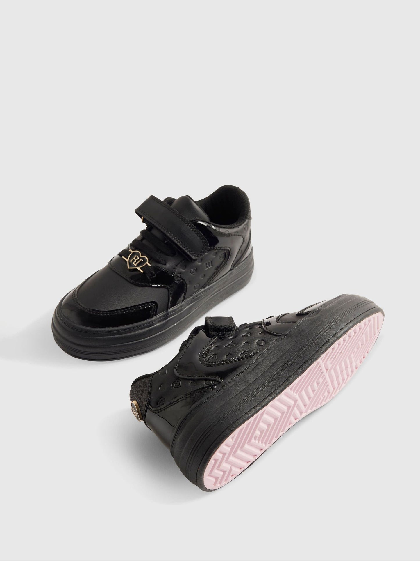 River Island Black Single Strap Touch Fastening School Trainers image 2
