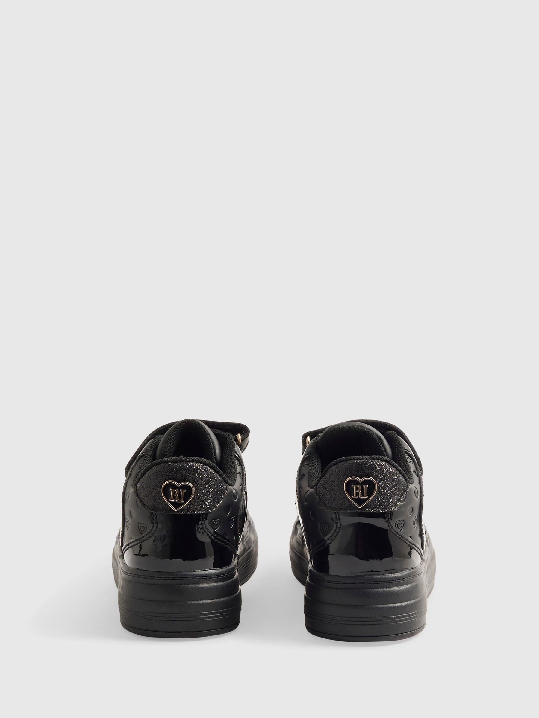 River Island Black Single Strap Touch Fastening School Trainers image 3