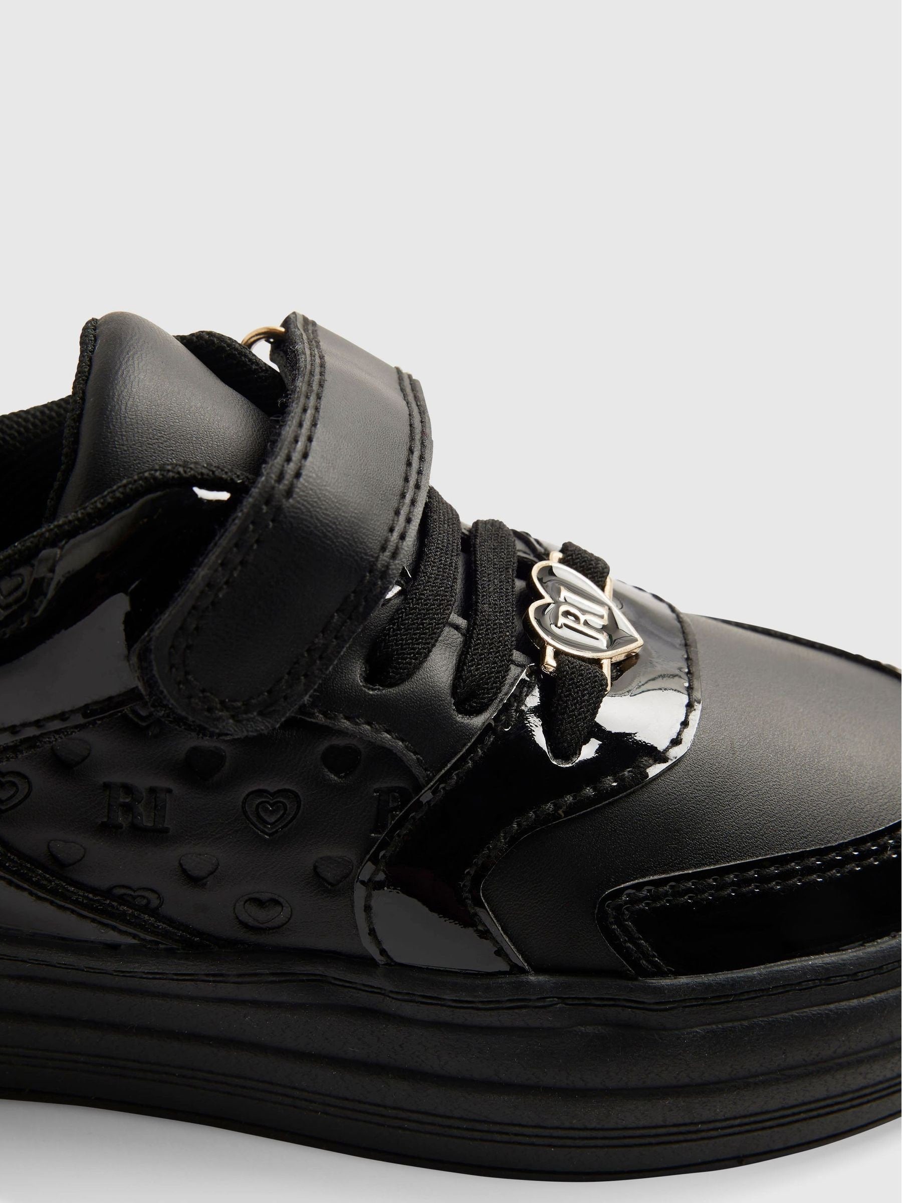 River Island Black Single Strap Touch Fastening School Trainers image 4
