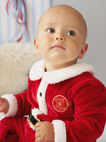 JoJo Maman Bébé Red Santa Velour All-In-One - image 3