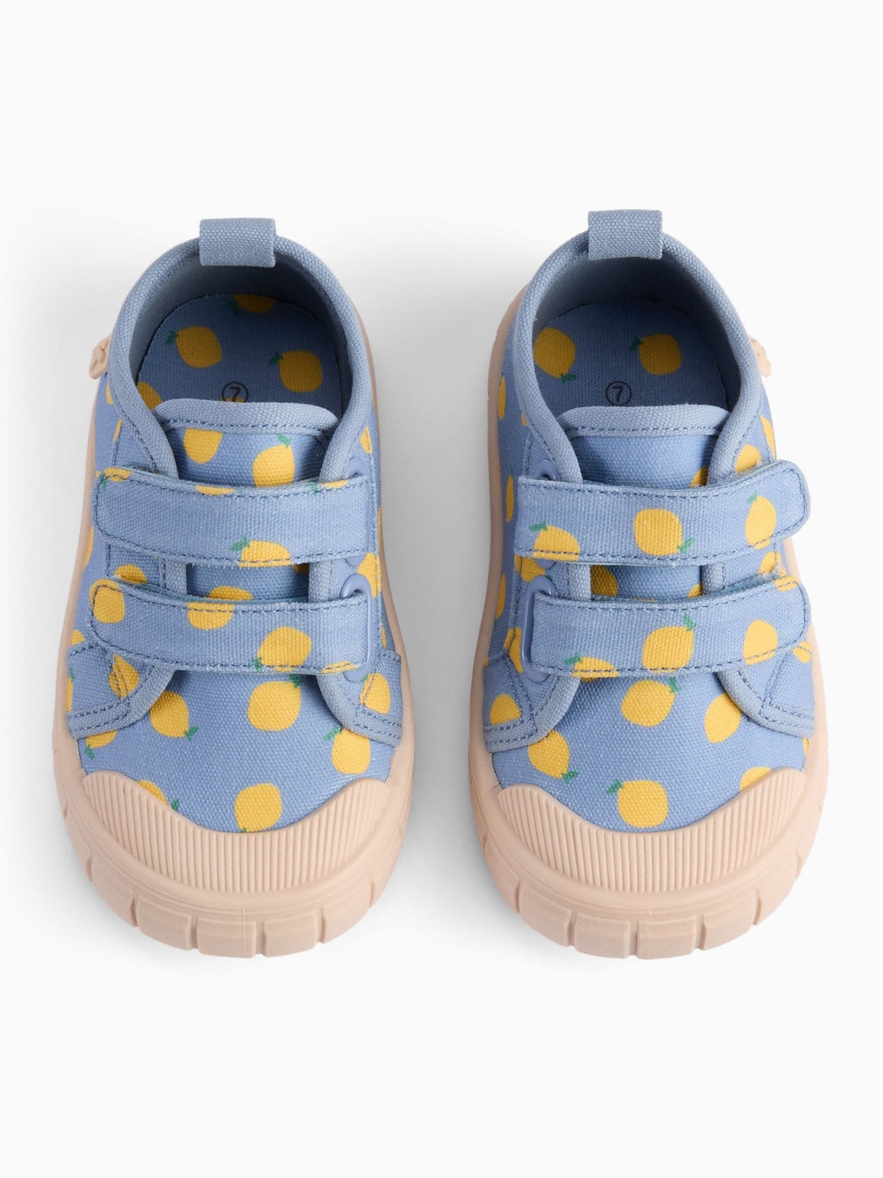 KIDLY by MORI Yellow Cotton Canvas Trainers With Easy Adjust Straps image 7