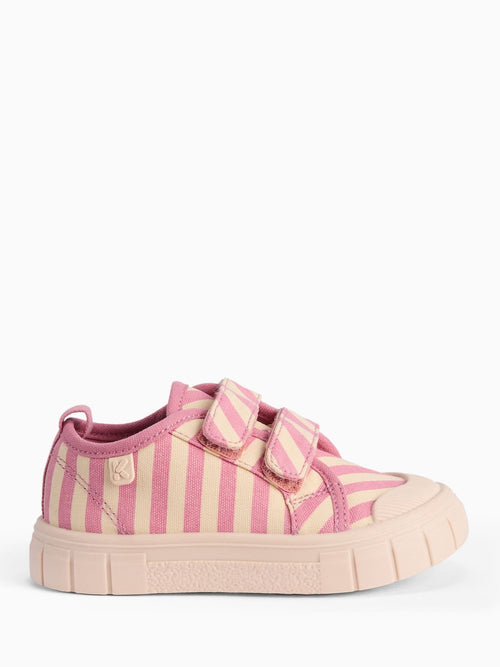 KIDLY by MORI Pink Cotton Canvas Trainers With Easy Adjust Straps image 1