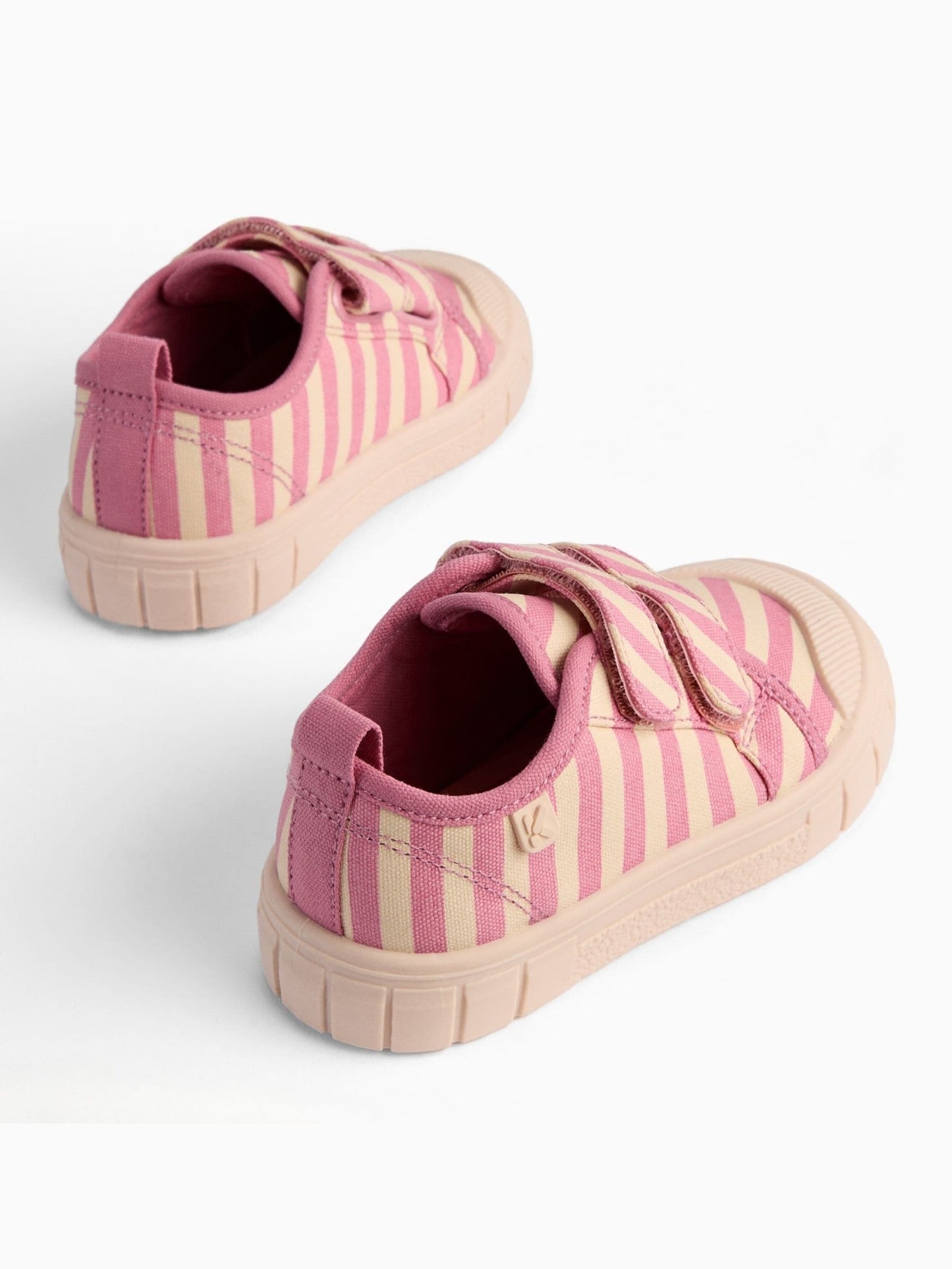 KIDLY by MORI Pink Cotton Canvas Trainers With Easy Adjust Straps image 3