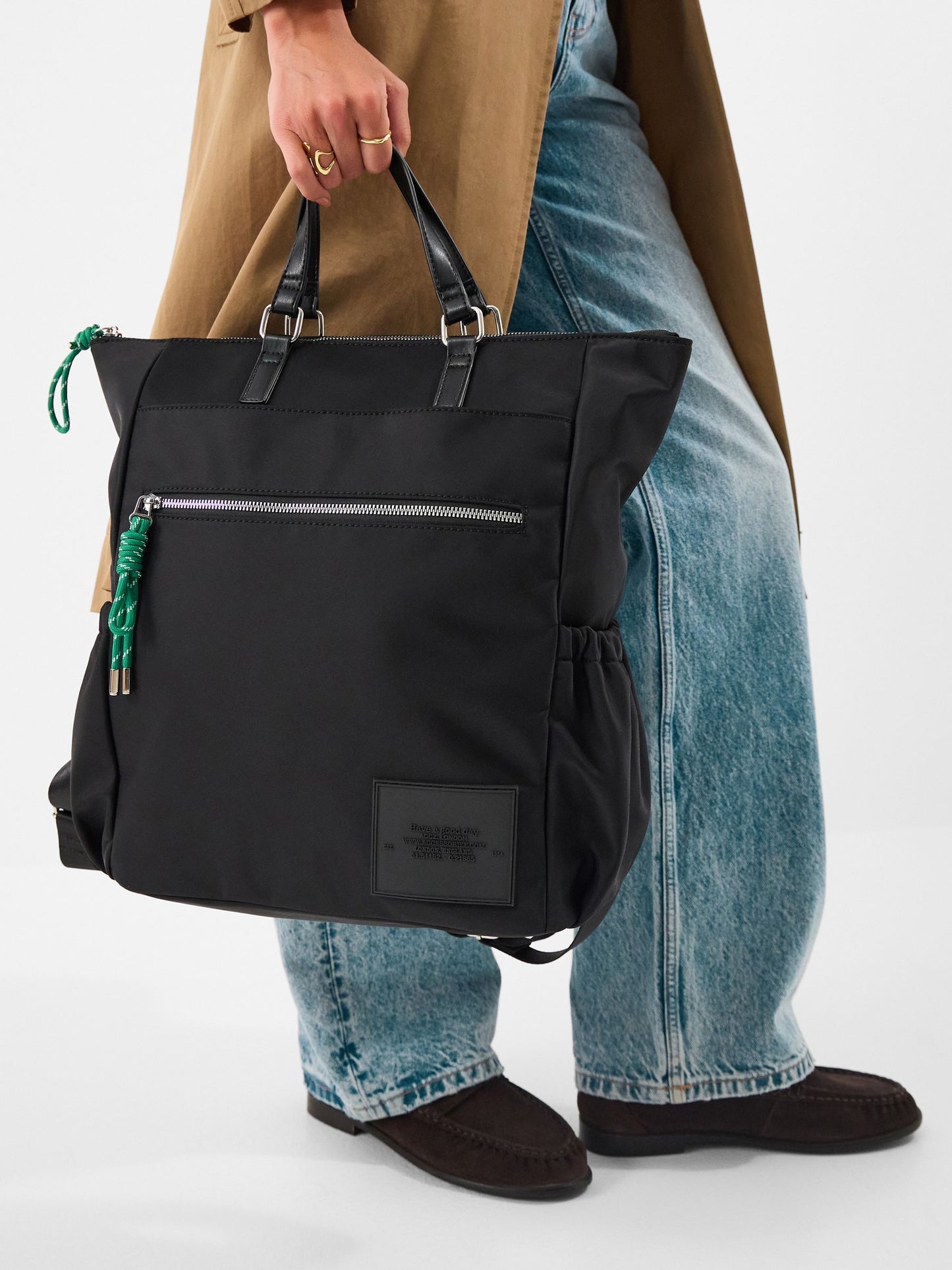 Accessorize Black Olivia Top Handle Nylon Laptop Backpack image 1