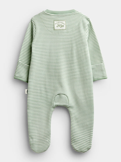 Dsiney Kidz - JoJo Maman Bébé Green Noah’s Ark Appliqué Zip Sleepsuit image 2