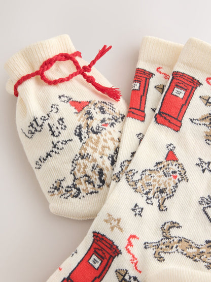 Charlie The Cockapoo Christmas 1 Pair Ankle Socks in a Gift Sack - image 1