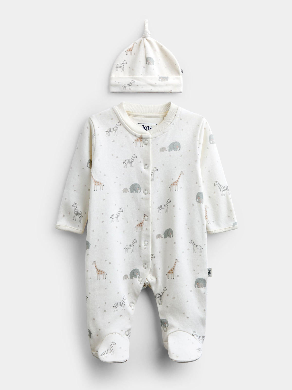 Dsiney Kidz - Jojo Maman Bébé Cream Safari Sleepsuit & Hat Set image 1