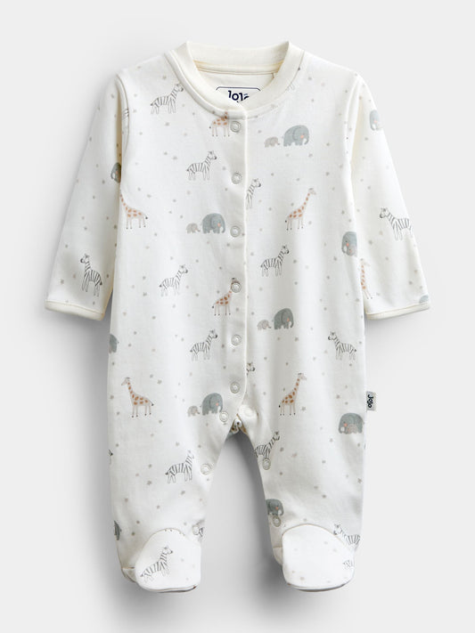 Dsiney Kidz - Jojo Maman Bébé Cream Safari Sleepsuit & Hat Set image 2