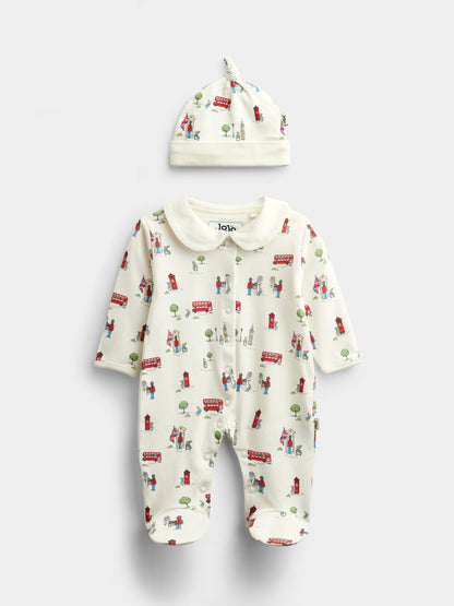 JoJo Maman Bébé Cream Printed Footed Sleepsuit - image 1