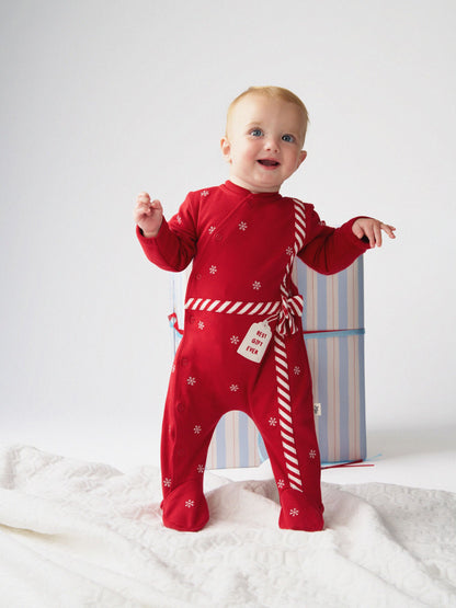 JoJo Maman Bébé Red Christmas Present Footed Sleepsuit - image 1