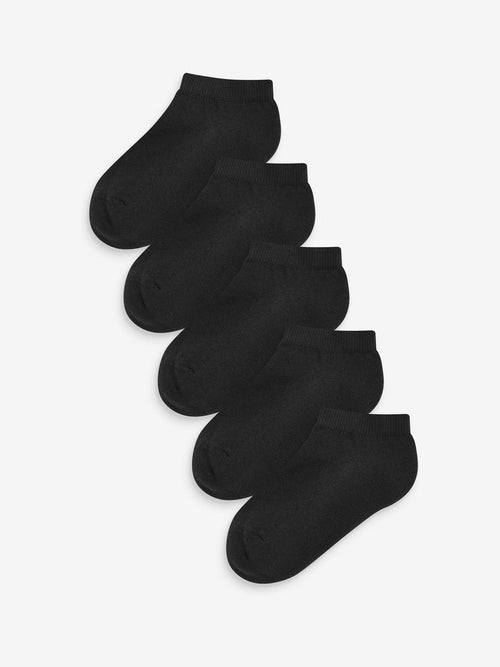 Black 5 Pack Cotton Rich Cushioned Sole Trainer Socks image 1