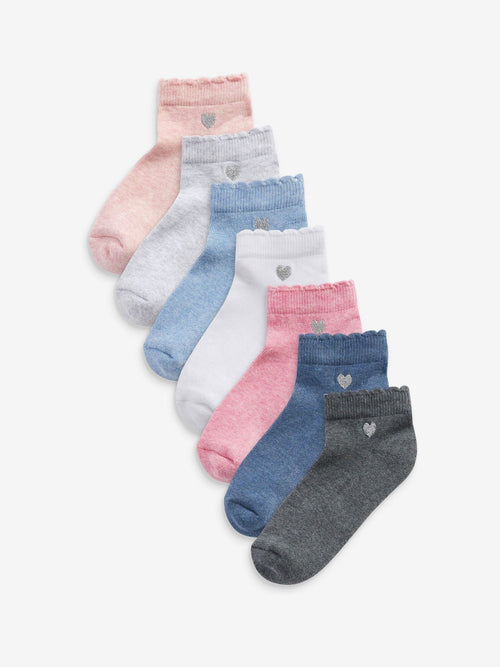Multi 7 Pack Cotton Rich Embroidered Cushioned Sole Trainer Socks image 1