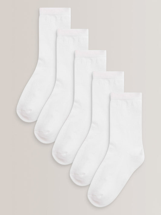 White 5 Pack Cotton Rich Cushioned Sole Ankle Socks image 1