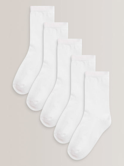 White 5 Pack Cotton Rich Cushioned Sole Ankle Socks image 1