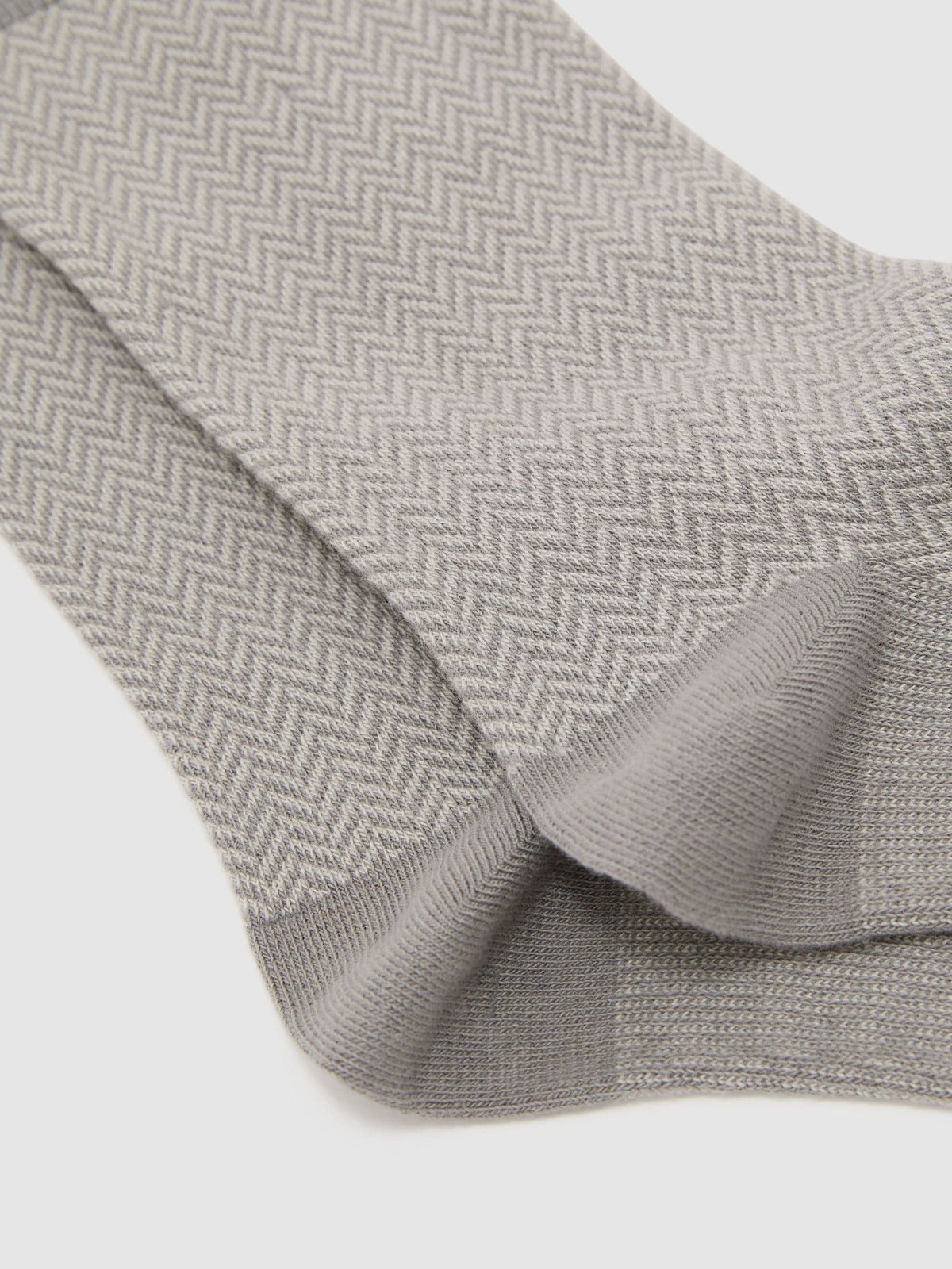 Reiss Grey Heather Cotton-Blend Herringbone Socks - image 2