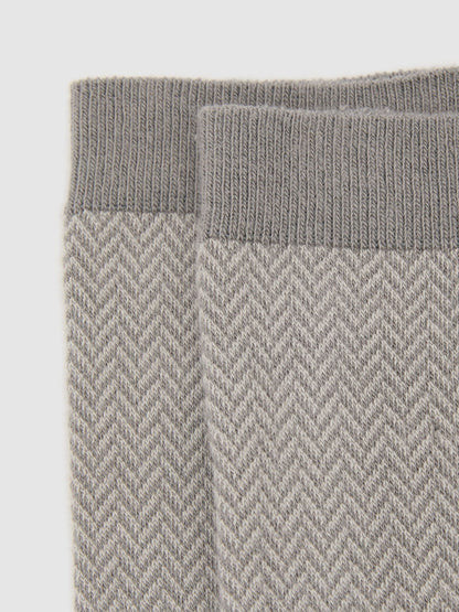 Reiss Grey Heather Cotton-Blend Herringbone Socks - image 3