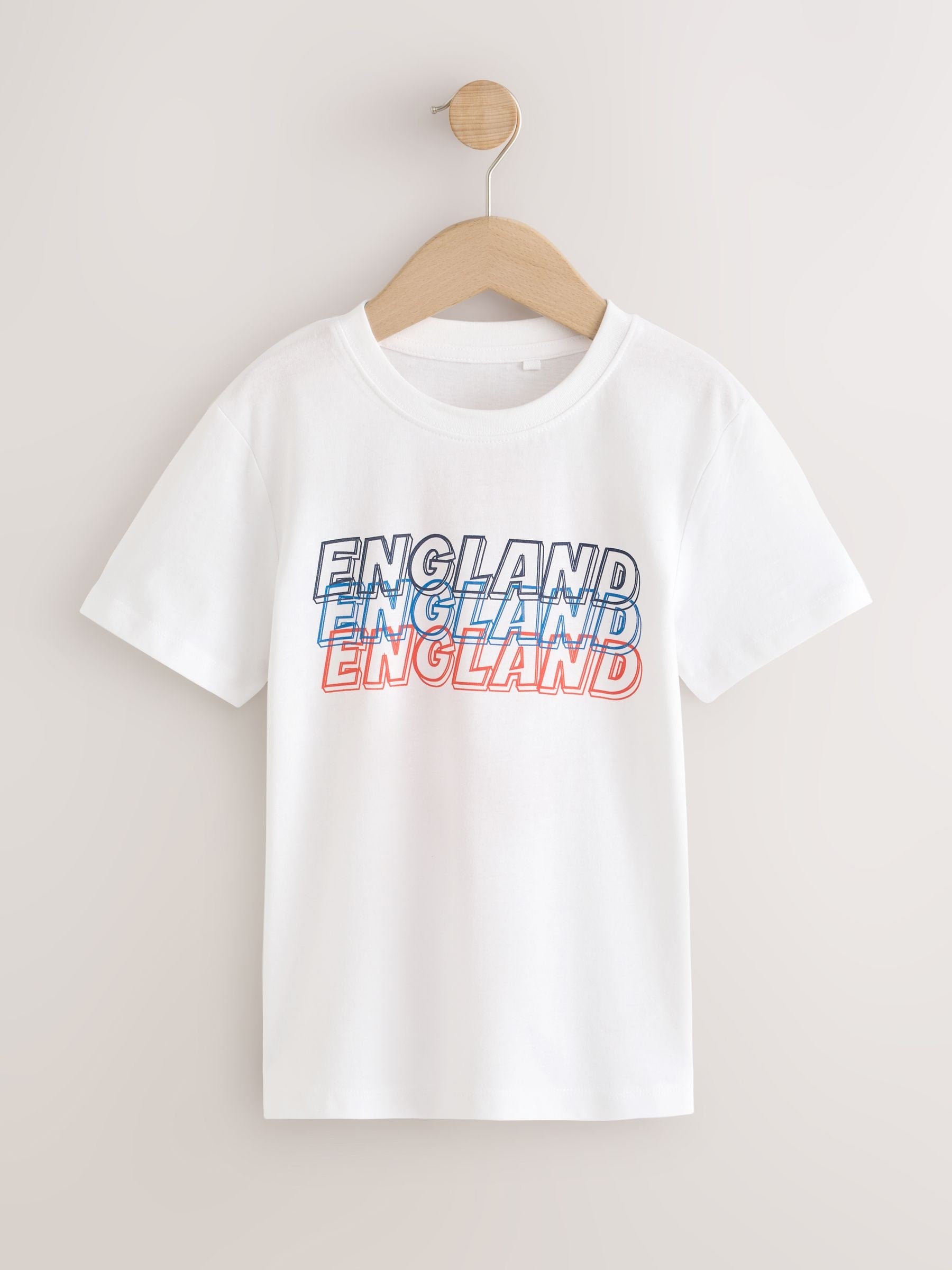Dsiney Kidz - White England Short Sleeve Graphic Football T-Shirt (3-16yrs) image 1