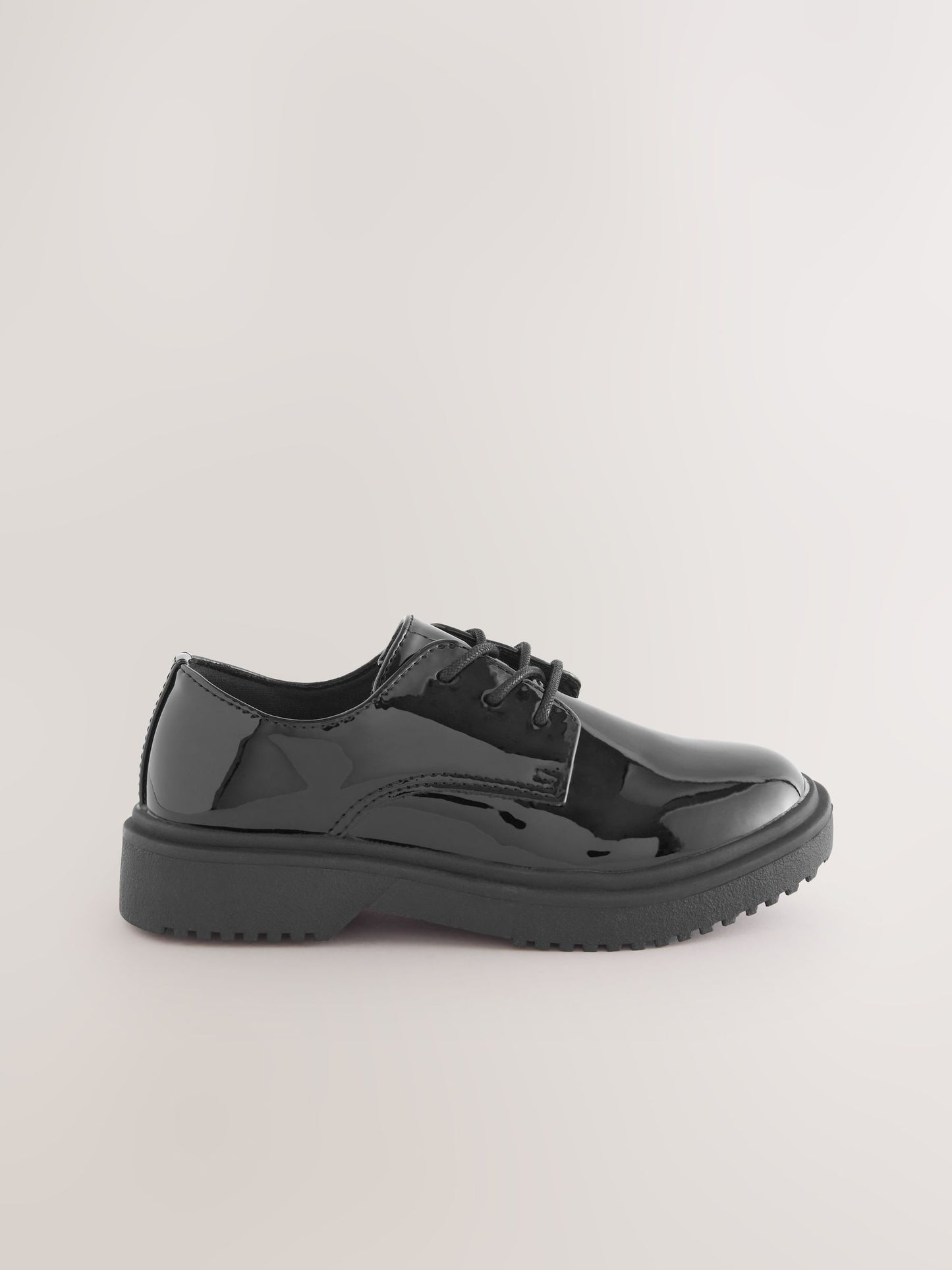 Black Patent Standard Fit (F) School Chunky Lace-Up Shoes image 2
