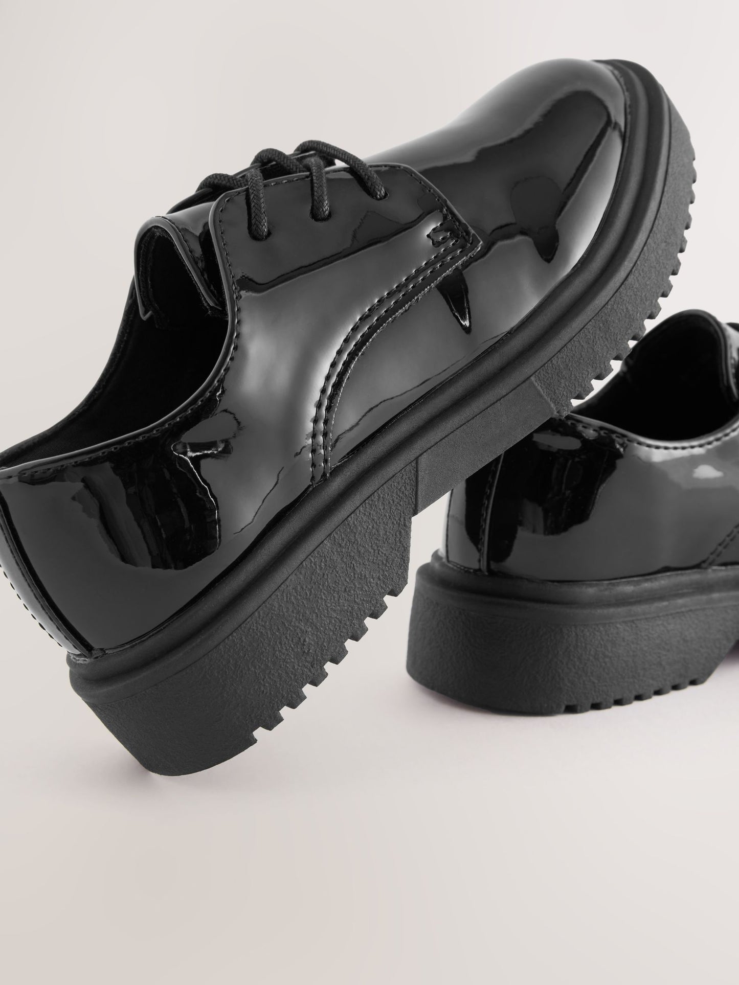 Black Patent Standard Fit (F) School Chunky Lace-Up Shoes image 4