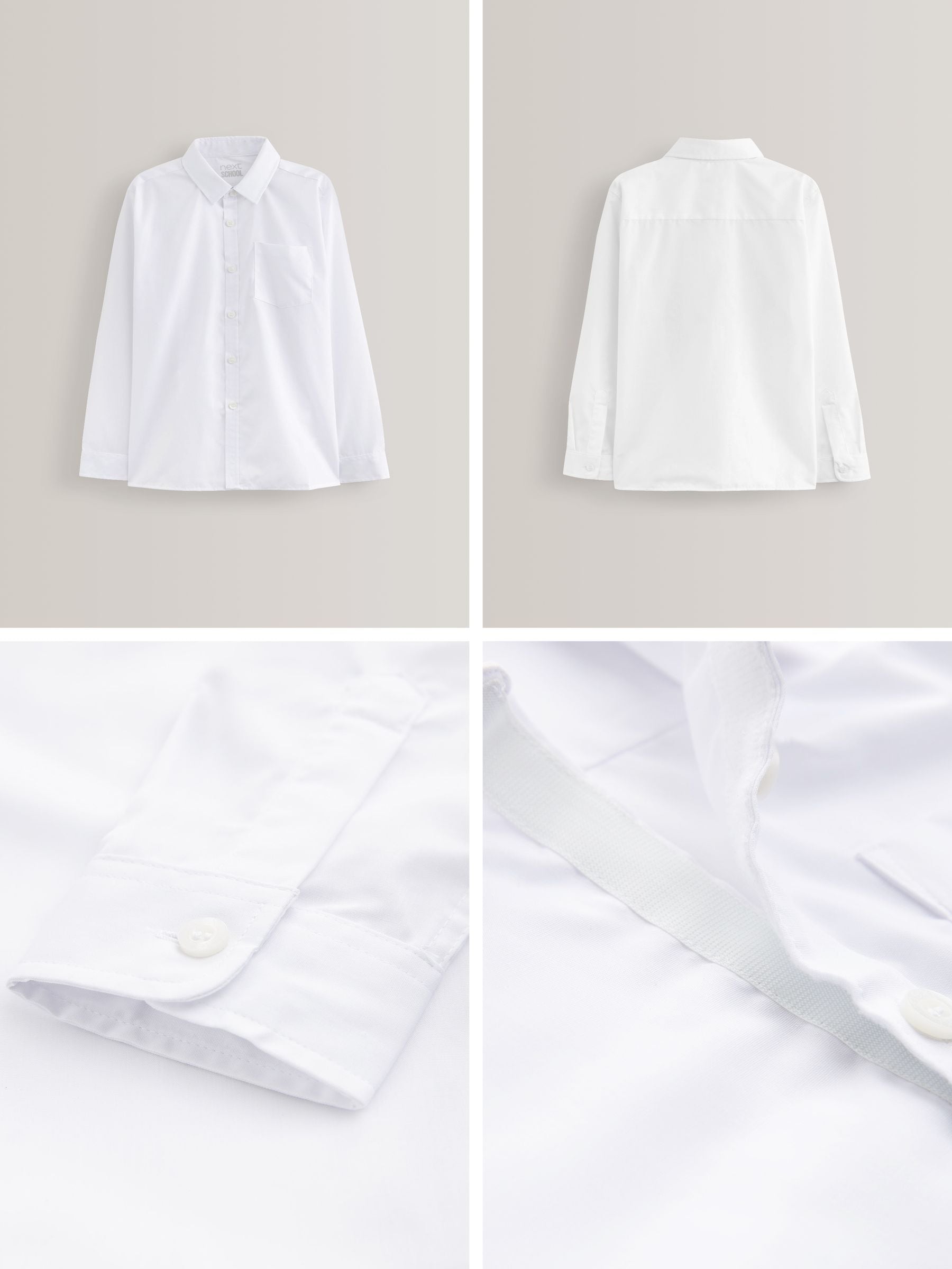 Dsiney Kidz - White Easy Fastening Long Sleeve School Shirts 2 Pack (3-16yrs) image 3