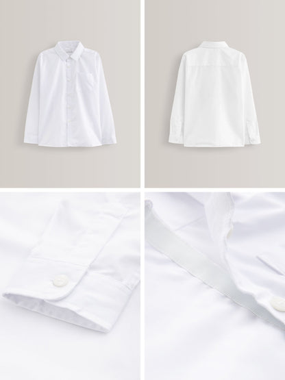 Dsiney Kidz - White Easy Fastening Long Sleeve School Shirts 2 Pack (3-16yrs) image 3