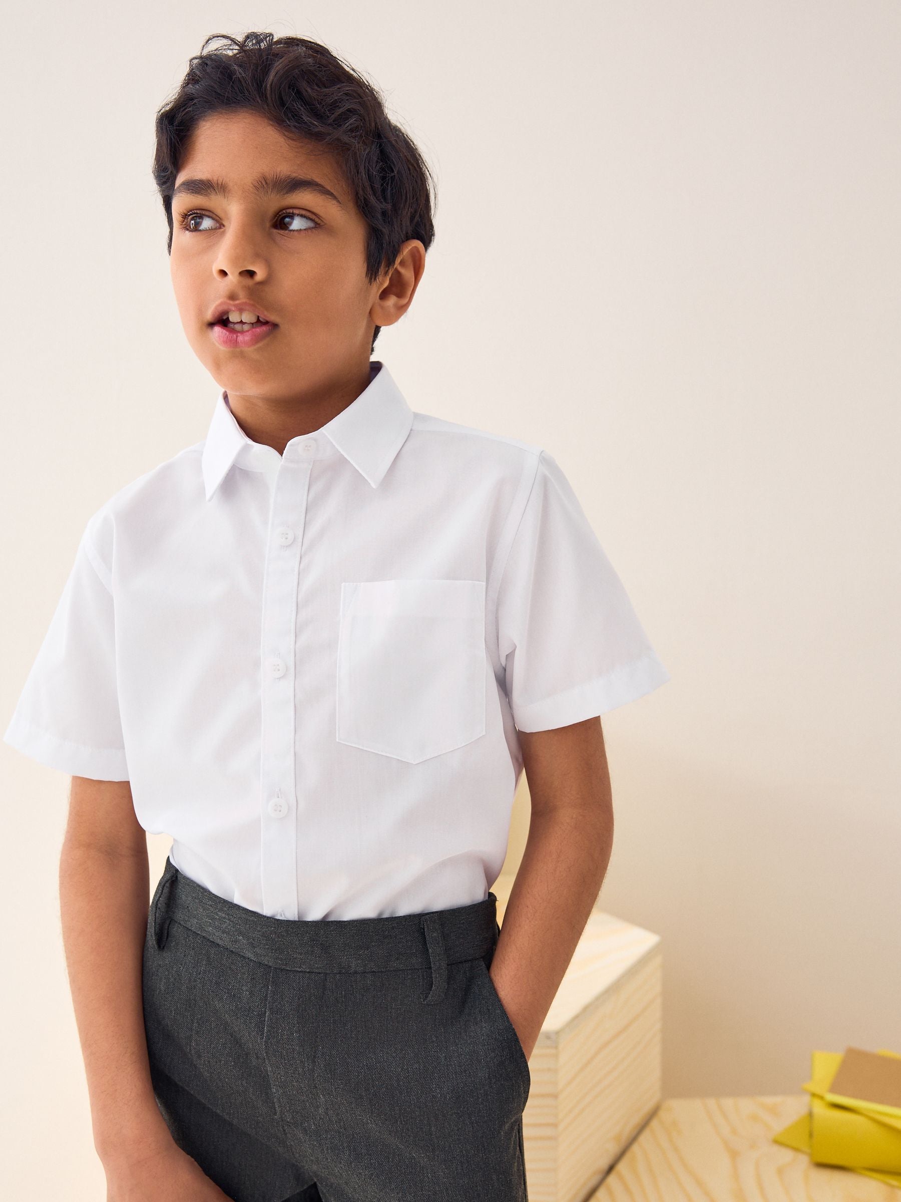 Dsiney Kidz - White Easy Fastening Short Sleeve School Shirts 2 Pack (3-16yrs) image 2