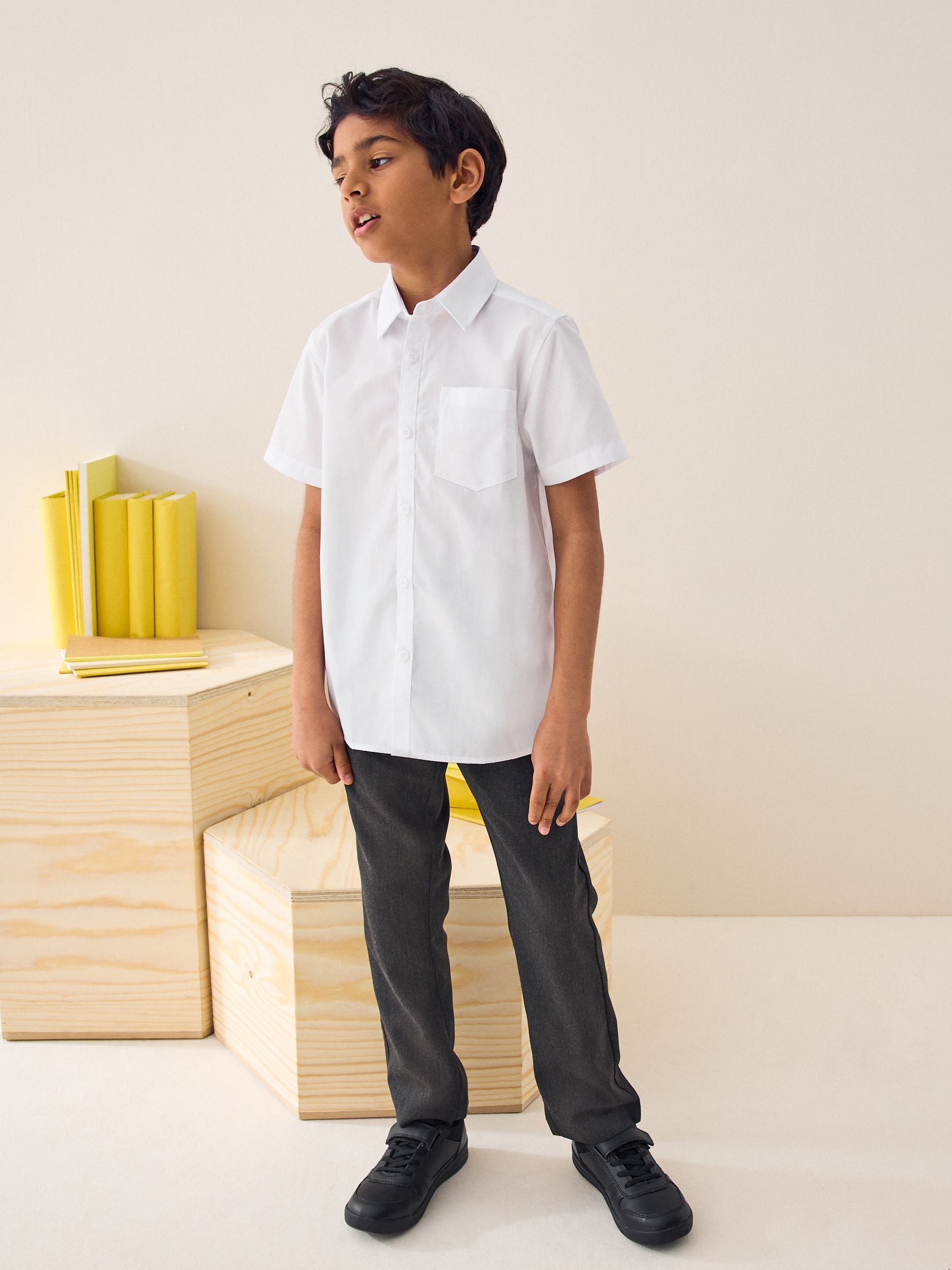 Dsiney Kidz - White Easy Fastening Short Sleeve School Shirts 2 Pack (3-16yrs) image 6