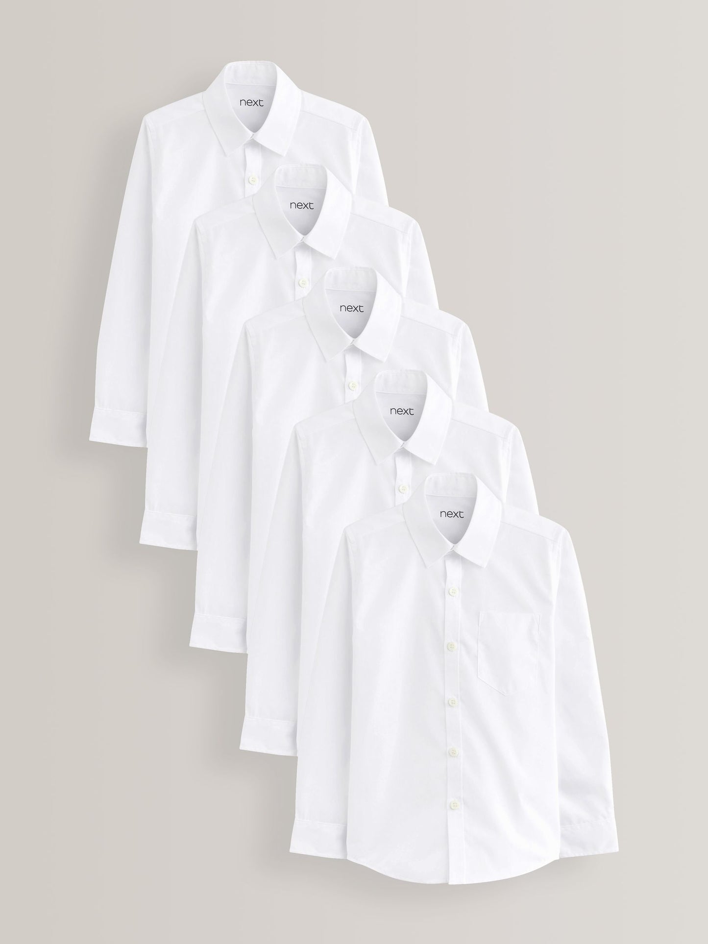 Dsiney Kidz - White Slim Fit 5 Pack Long Sleeve School Shirts (3-17yrs) image 1