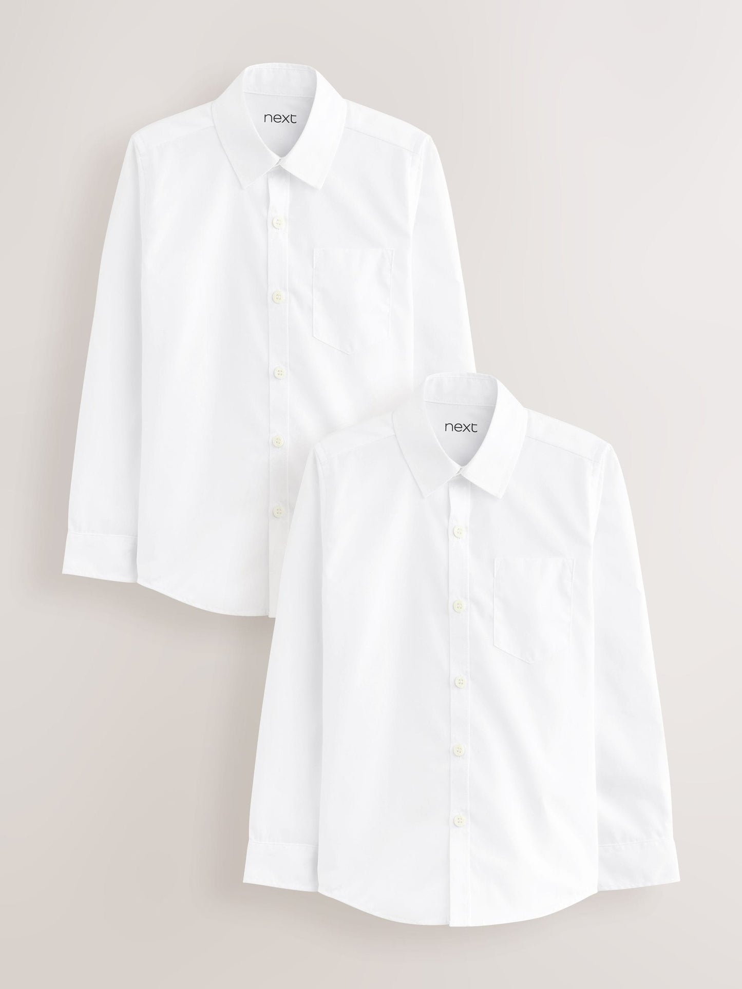 Dsiney Kidz - White Slim Fit Long Sleeve School 2 Pack Shirts (3-17yrs) image 1