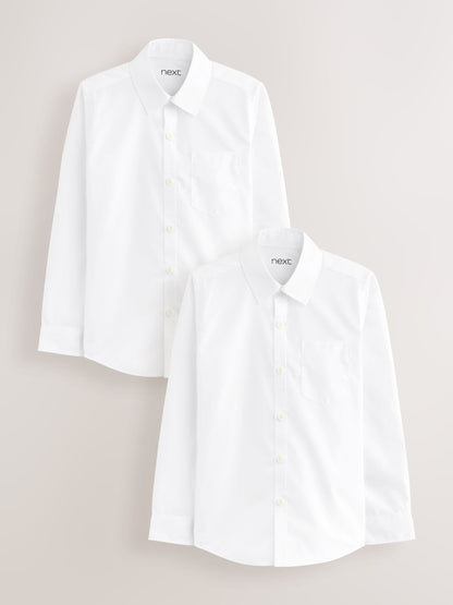 Dsiney Kidz - White Slim Fit Long Sleeve School 2 Pack Shirts (3-17yrs) image 1