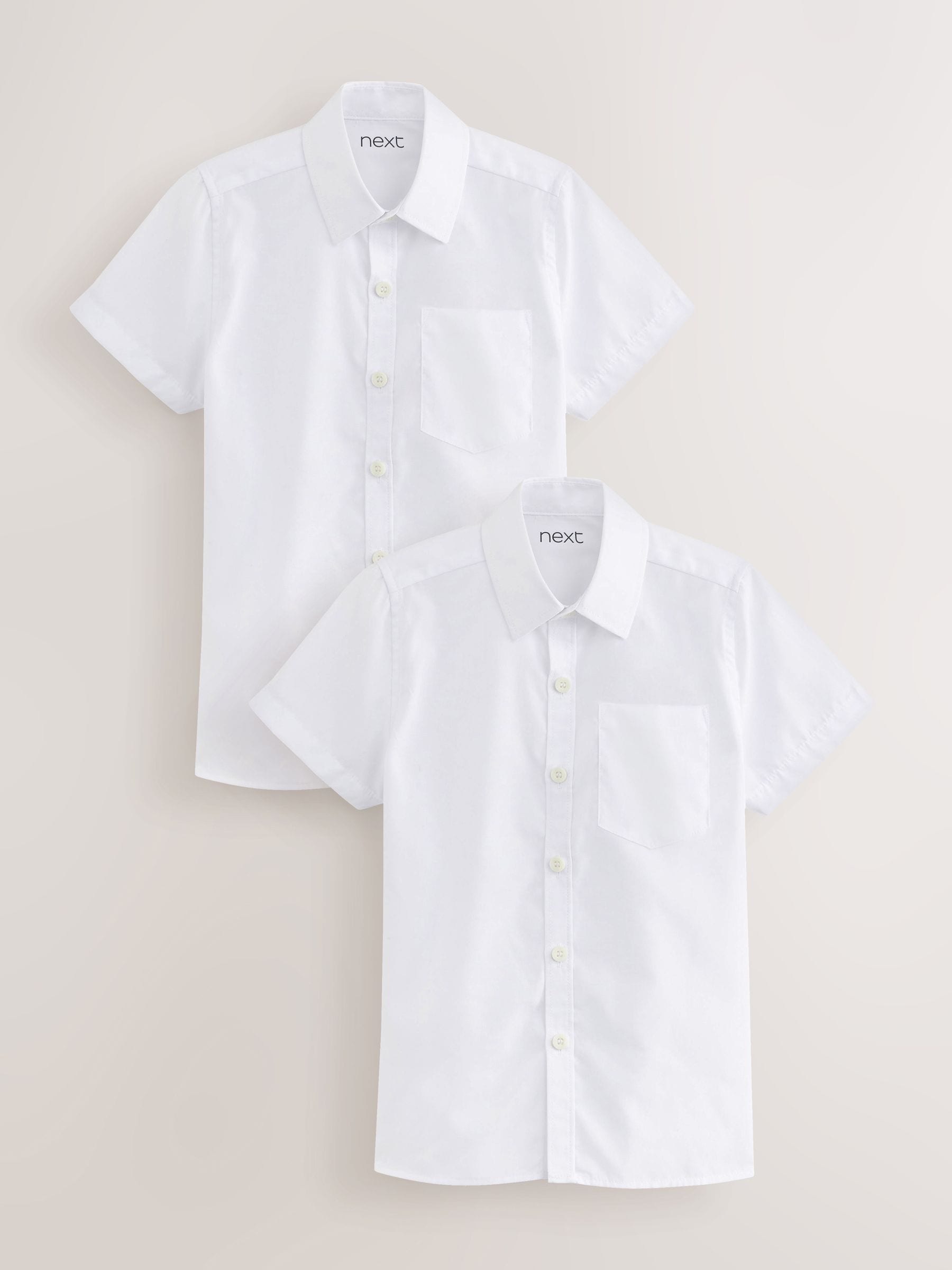 Dsiney Kidz - White Slim Fit Short Sleeve School 2 Pack Shirts (3-17yrs) image 1