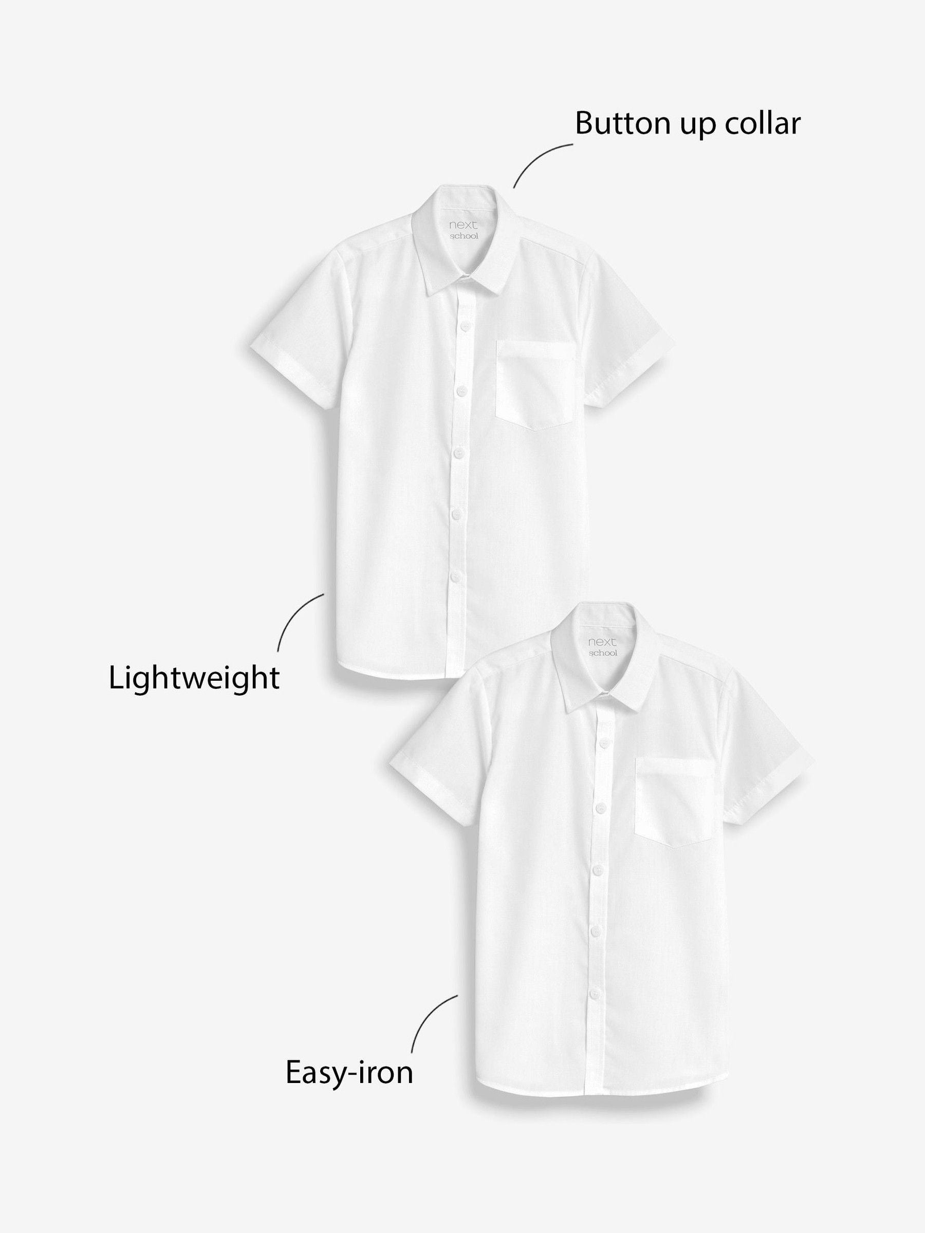 Dsiney Kidz - White Slim Fit Short Sleeve School 2 Pack Shirts (3-17yrs) image 5