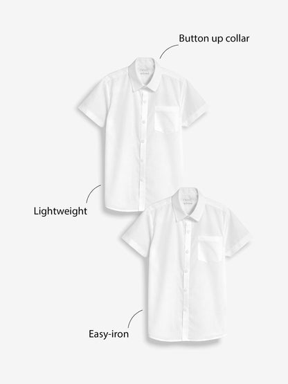 Dsiney Kidz - White Slim Fit Short Sleeve School 2 Pack Shirts (3-17yrs) image 5