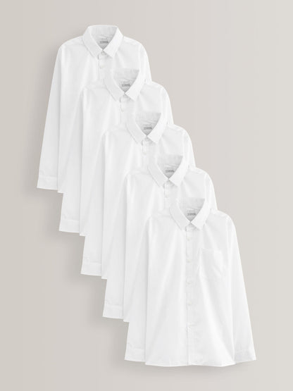 Dsiney Kidz - White Regular Fit 5 Pack Long Sleeve School Shirts (3-17yrs) image 1