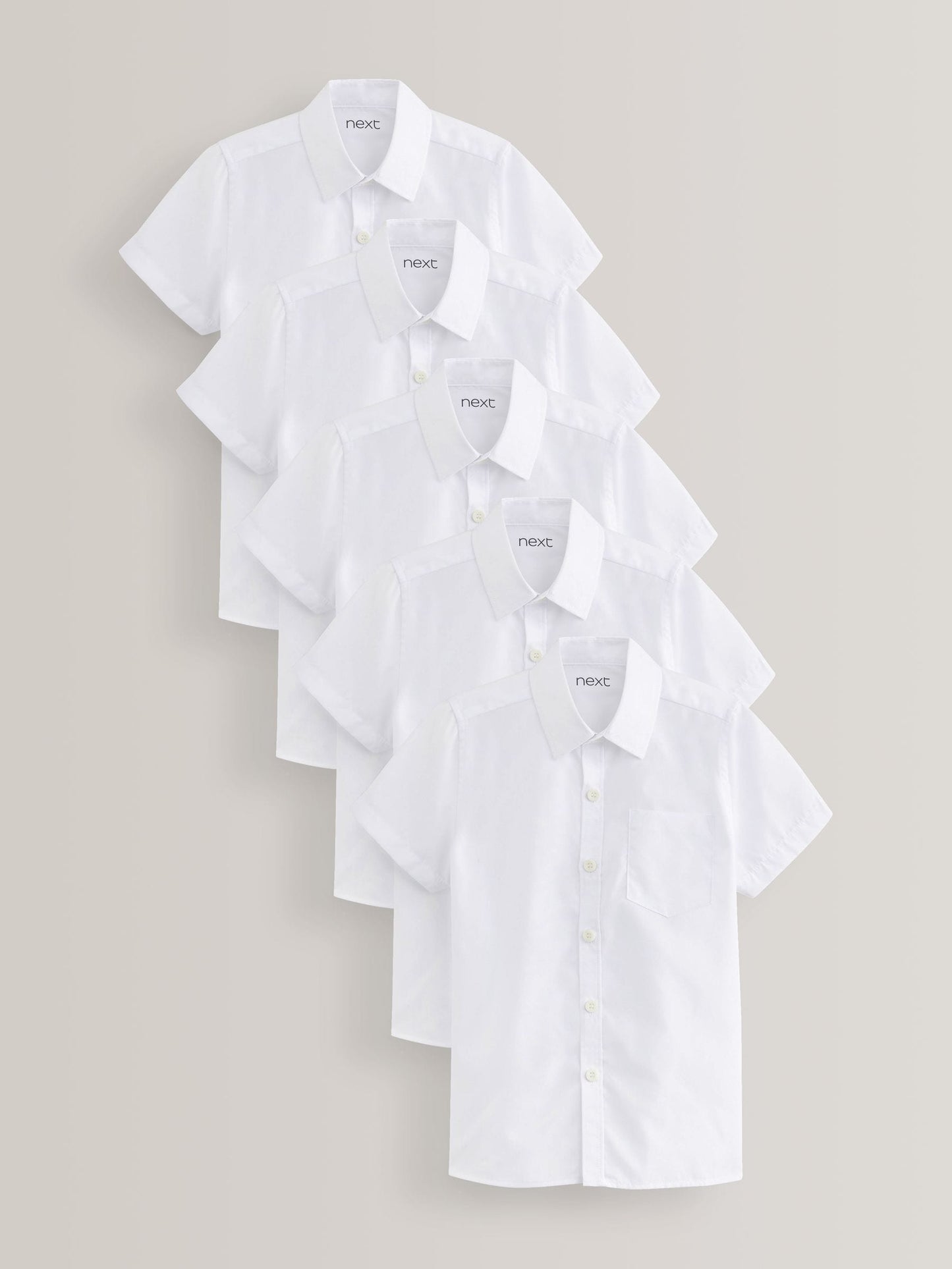 Dsiney Kidz - White Slim Fit 5 Pack Short Sleeve School Shirts (3-17yrs) image 1