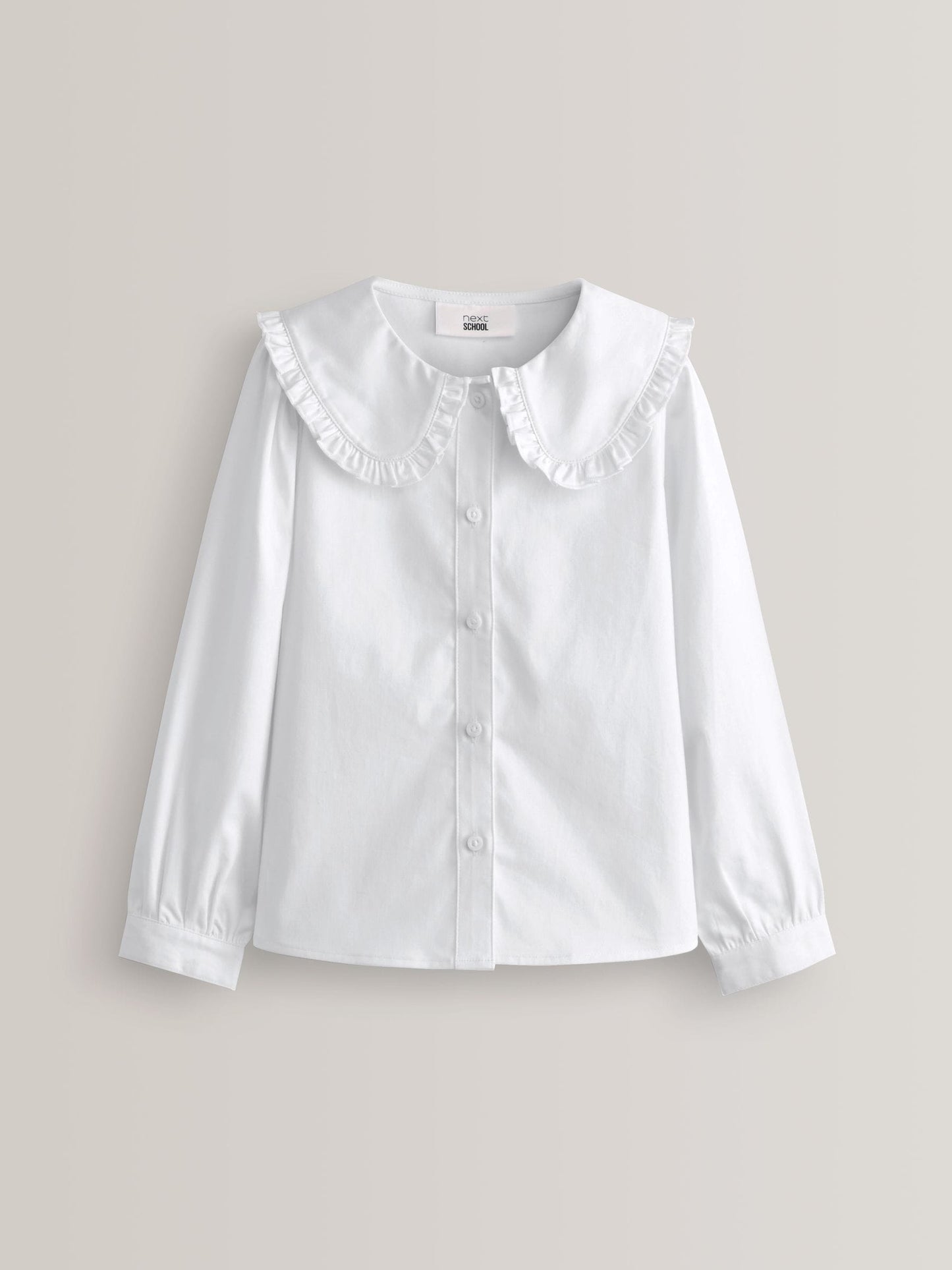 Dsiney Kidz - White Girls Premium Cotton Stretch Frill Collar  Long Sleeve School Blouse (3-14yrs) image 6