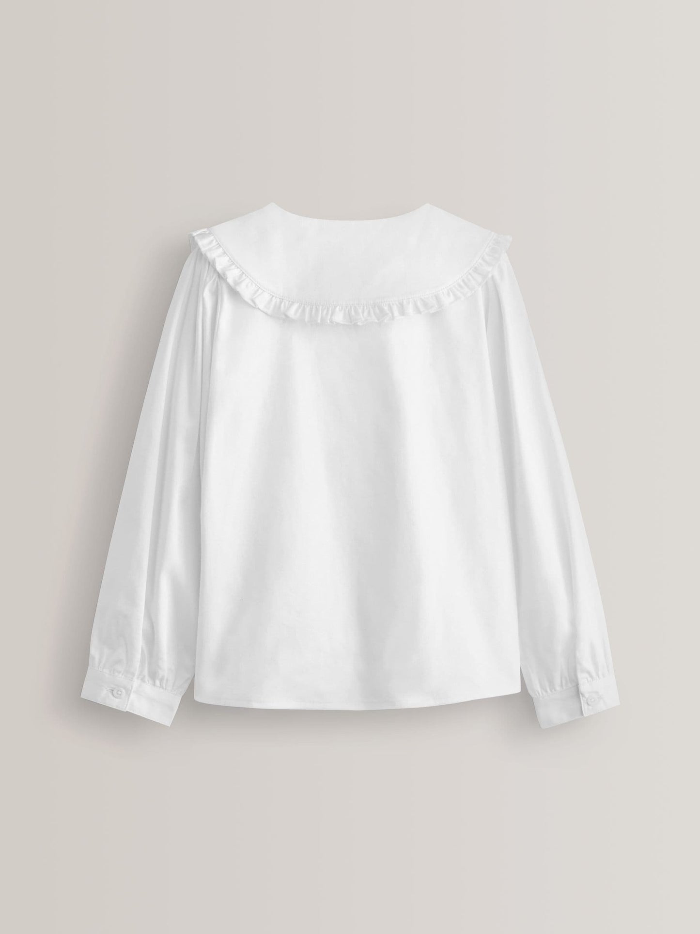 Dsiney Kidz - White Girls Premium Cotton Stretch Frill Collar  Long Sleeve School Blouse (3-14yrs) image 7