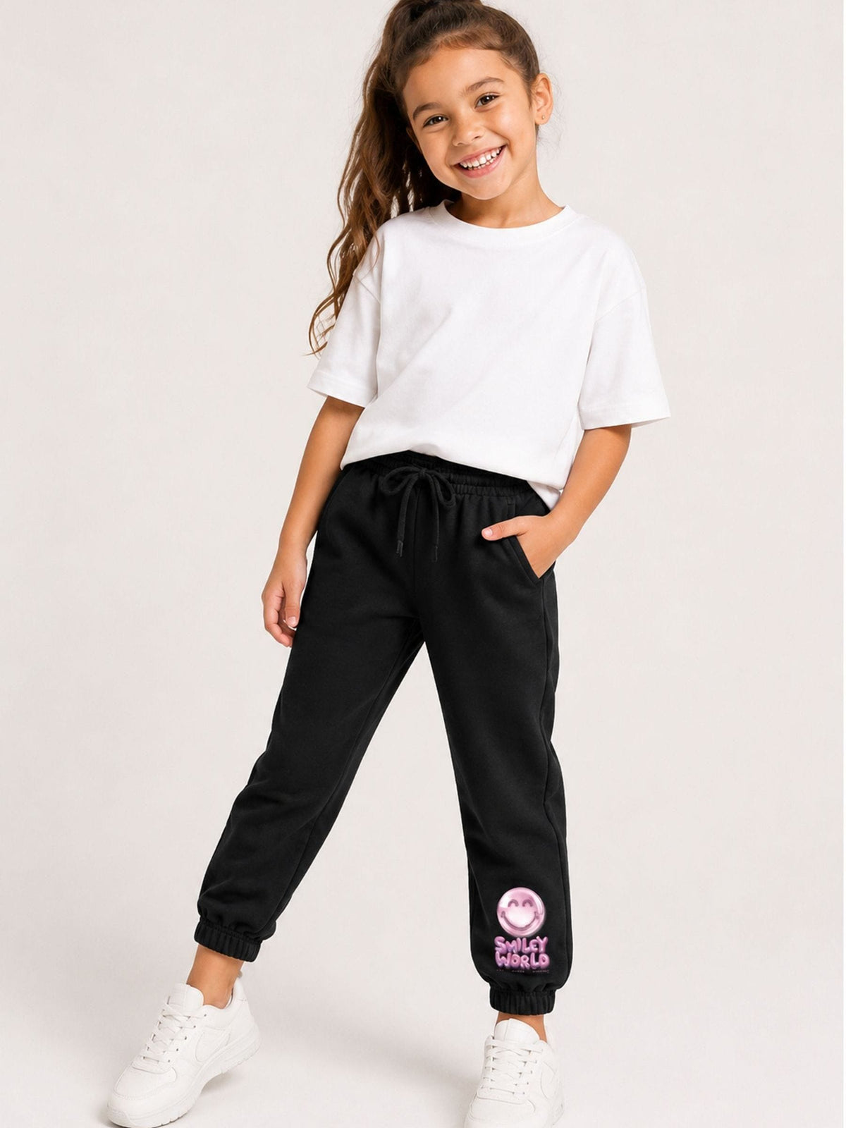 Brand Threads Black Joggers with Iconic Face Print - image 3