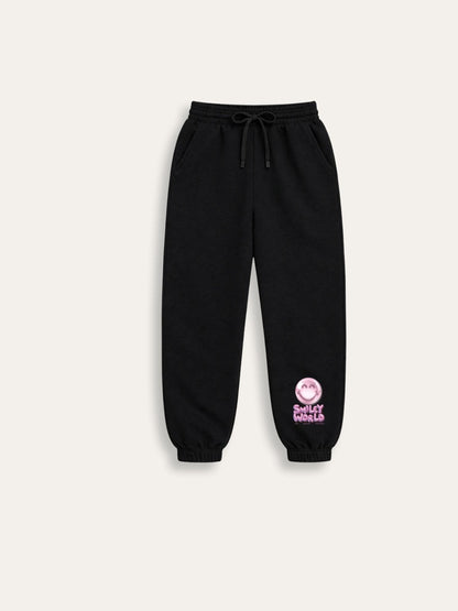 Brand Threads Black Joggers with Iconic Face Print - image 4